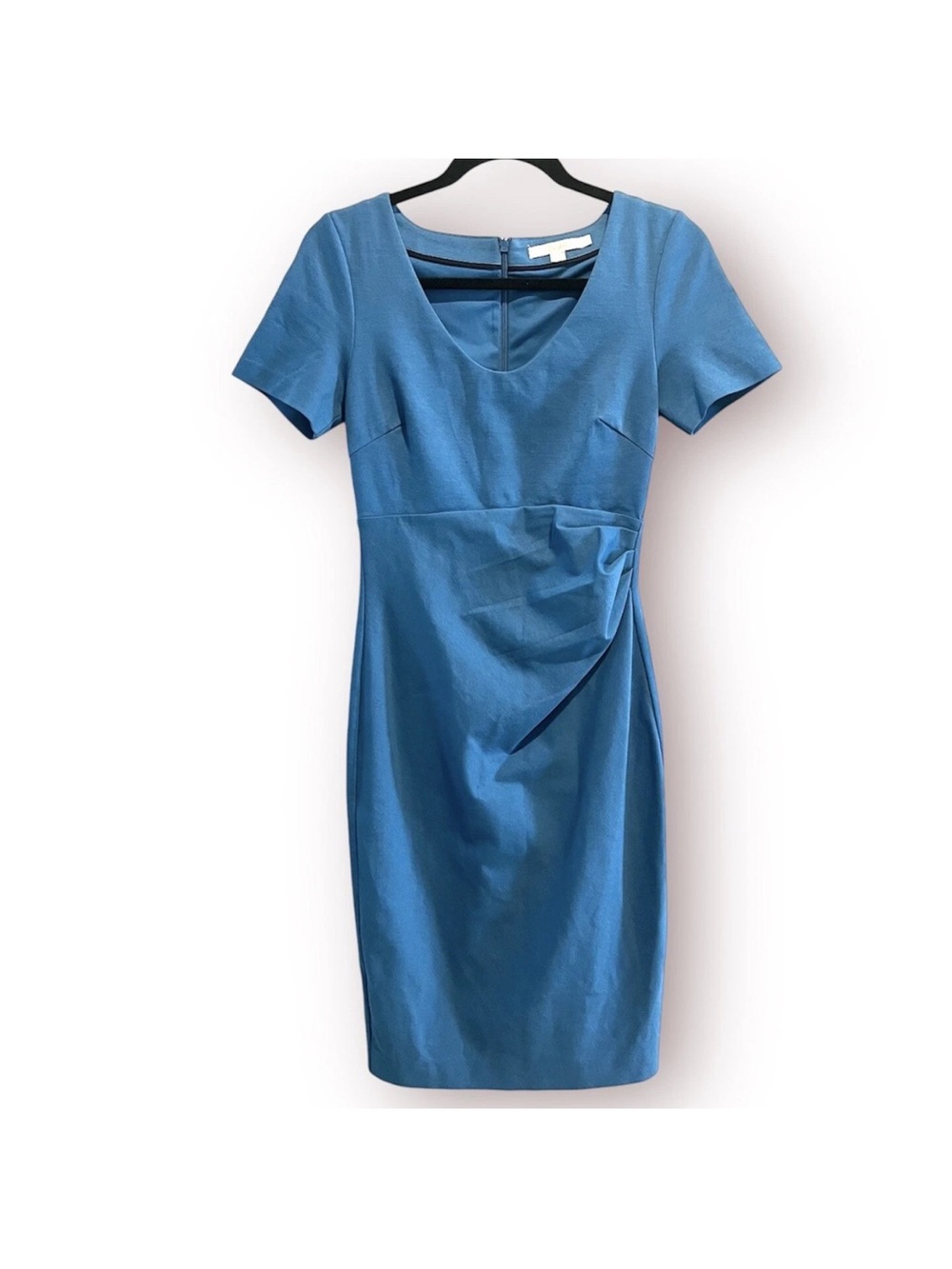 Boden Honor Ponte Sheath Pencil Dress Corpcore Office Siren Cinched Blue 4 Long